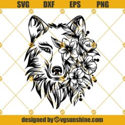Wolf SVG PNG DXF EPS Files For Silhouette, Wolf Flower SVG - Wolf Head Svg