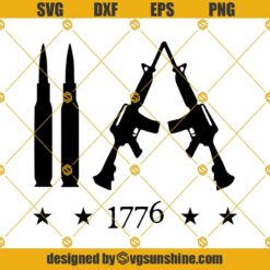 2A Design 2nd AMENDMENT  1776 SVG PNG DXF EPS Files For Silhouette, Gun Control SVG, AR Rifle Gun Pistol SVG