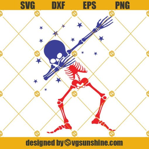 4th of July Dabbing Skeleton SVG PNG DXF EPS Files For Silhouette, 4th of July  Svg, Dabbing Skeleton  Svg