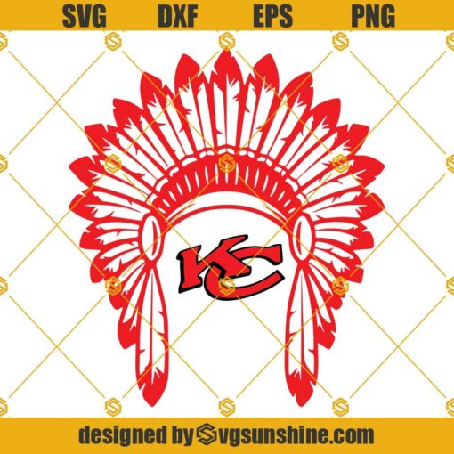 Kc Chiefs Headdress SVG PNG DXF EPS Files For Silhouette, Kansas City svg, KC Chiefs Headdress Svg File