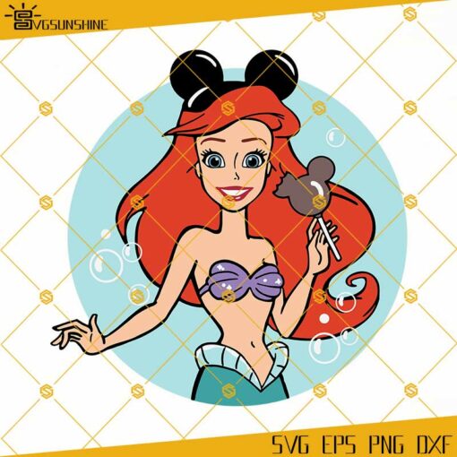 The Little Mermaid Disney Mickey Ears SVG, Ariel SVG, Disney Princess SVG Clipart Vector