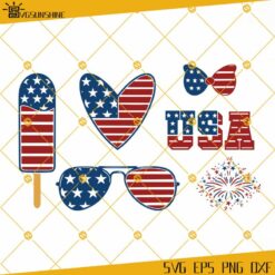 4th Of July SVG Bundle, Fourth Of July SVG, Fireworks SVG, American Flag Sunglasses SVG, Ice Cream American Flag SVG, USA Flag SVG