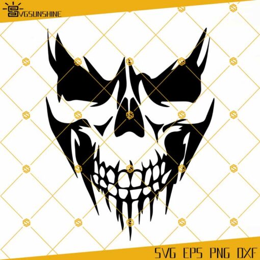 Skull Grunge Horror Symbol SVG DXF EPS PNG Clipart Cricut Silhouette
