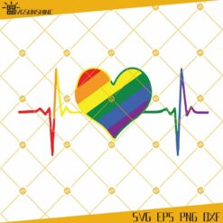 Rainbow Pride Beating Heart SVG, Pride SVG PNG DXF EPS