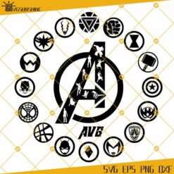 Avengers Circle SVG, Avengers SVG, Avengers Logos SVG, Avengers Cut File, Silhouette, Cricut Clipart
