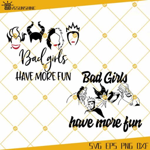 Disney Villains Bad Girls SVG PNG DXF EPS Cut File, Silhouette, Cricut Clipart