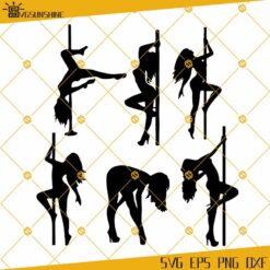 Exotic Dancer Pole Dance Stripper Art SVG DXF EPS PNG Clipart Cricut Silhouette