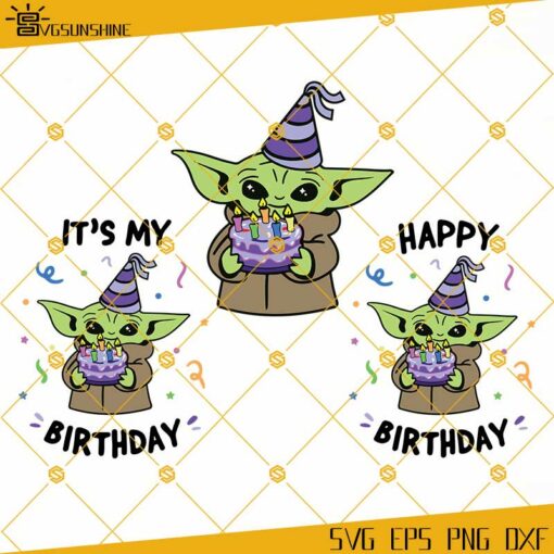 Baby Yoda SVG, It’s My Birthday SVG, Happy Birthday SVG, Baby Yoda SVG Cut File For Cricut