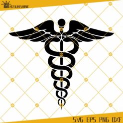 Medical Symbol SVG, Caduceus Symbol SVG, Dark Silhouette, Instant Download, SVG, PNG, EPS, DXF