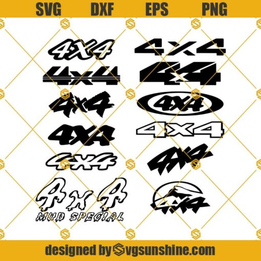 4X4 Four By Four Logo Svg, 4X4 Four By Four Logo Pack Off-Road Rally Car Truck Racing Svg, 4X4 Svg, Four By Four Svg