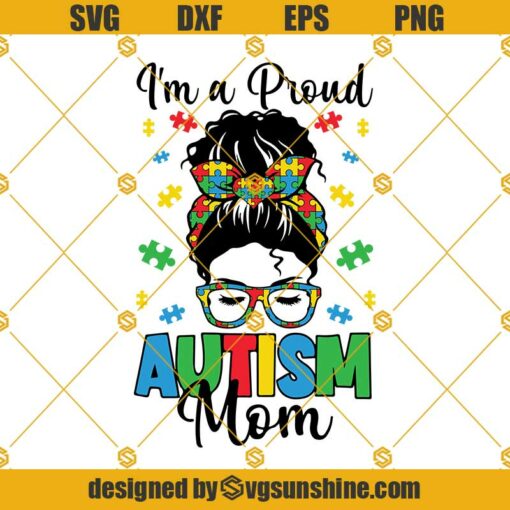 I’m A Proud Autism Mom Svg, Mom Autism Awareness Svg, Mom Bandana Autism Svg, Autism Mom Svg, Autism Svg
