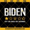 Biden Very Bad Svg, Would Not Recommend Svg, Biden 1 Star President America Svg