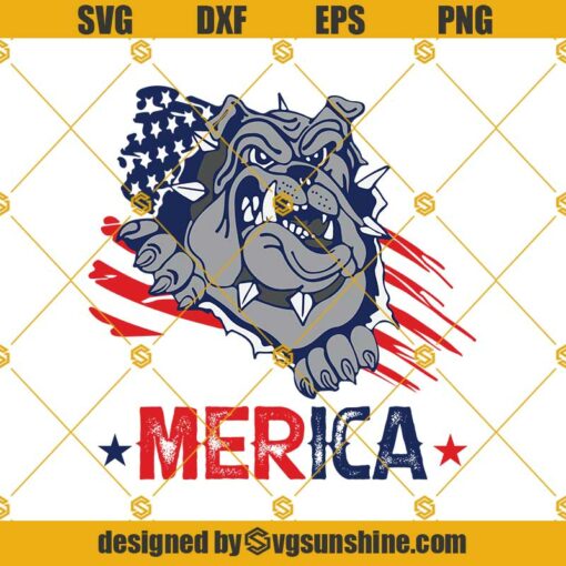 Merica Bulldog 4th Of July Svg, Merica Men Women USA Flag Svg