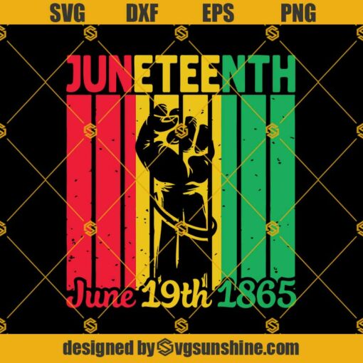 Juneteenth Black History Strong African-American Svg, Juneteenth Fist Flag Svg