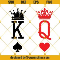 King And Queen Svg, King Of Spades Svg, Queen Of Hearts Svg