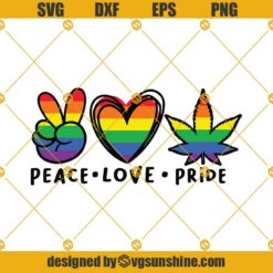 Peace Love Pride Svg, LGBT Rainbow Svg