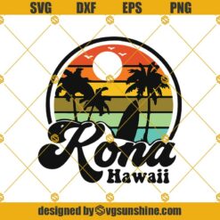 Vintage Kona Beach Hawaii Surf Svg, Hawaiian Surfing  Svg