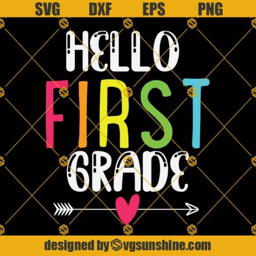 Hello 1st First Grade Svg, Back To School Funny Kids Svg