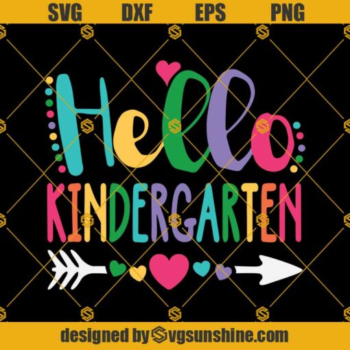Hello Kindergarten Svg,  Heart Teacher Student Back To School Svg