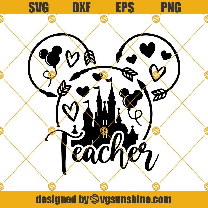 Teacher Mickey Mouse Svg, Teacher Svg, Ears Head Svg