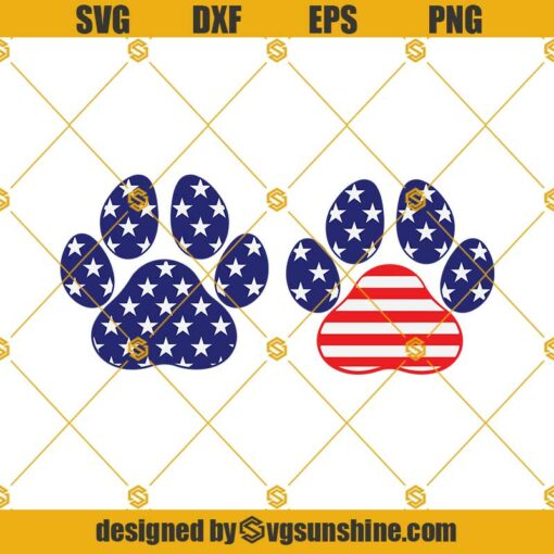 Paw Print American Flag Svg, Papa Svg, 4th of July Svg, USA Paw Svg, Dog Svg, Dog Dad Svg, Independence Day Svg