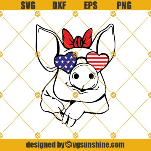 Funny Little Piggy With American Flag Svg, Funny Little Piggy Svg,  American Flag Svg