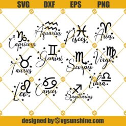 Zodiac Bundle Svg, Astrology Signs Svg, Zodiac Svg