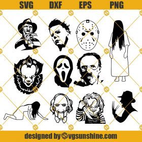 Halloween Horror Movie Killers SVG Bundle, Chucky Svg, Freddy Krueger ...