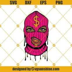 Gangster Woman Svg, Gangster Woman Ski Mask Dollar Sign Dripping SVG