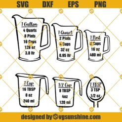 Kitchen Conversion Chart SVG, Kitchen SVG PNG DXF EPS Cut Files Clipart Cricut Silhouette
