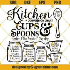 Kitchen measurement conversion chart SVG, Kitchen SVG, Mason jar SVG, Kitchen Cricut, Measure cup svg file