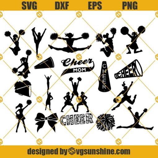 Cheer SVG Bundle, Cheer svg, cheerleading svg, cheerleader svg, cheer clipart, silhouette and cricut