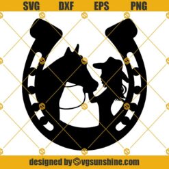 Girl Kissing Horse SVG Cut File, Cowgirl SVG, Horseshoe SVG, Country Horse Girl SVG