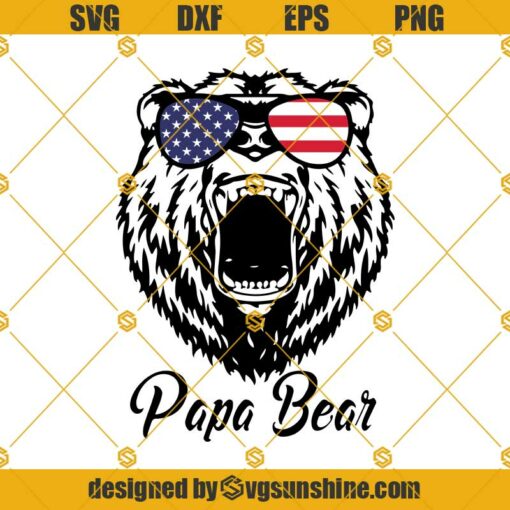 Papa Bear USA Flag Glasses SVG, 4Th Of July Bear SVG, Papa Bear SVG, Fourth of July SVG, Papa SVG