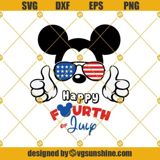 Mickey Happy 4th of July Svg, Mickey Mouse Head Svg