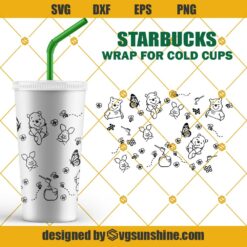 Winnie the Pooh Starbucks SVG, Disney Starbucks Wrap SVG, Pooh Bear Starbucks SVG Cut File For Cricut Silhouette