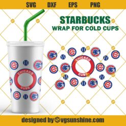 Chicago Cubs Starbucks Cup SVG, Full Wrap Starbucks Chicago Cubs Cold Cup SVG, Chicago Cubs SVG