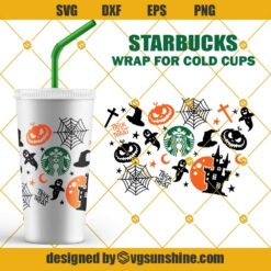 Halloween Starbucks Cold Cup SVG, Scary Halloween Full Wrap Starbucks Cup SVG