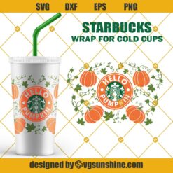 Hello Pumpkin SVG Starbucks Cup SVG, Fall Pumpkin Spice Starbucks Cold Cup SVG