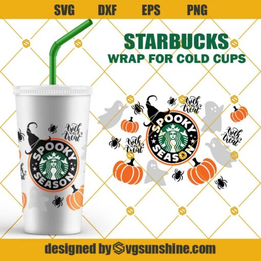 Spooky Season Starbucks Cold Cup SVG, Pumpkin SVG Starbucks Cup SVG Halloween Starbucks SVG
