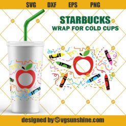 Teacher Full Wrap For Starbucks Cold Cup SVG, Apple SVG for Starbucks Cups SVG