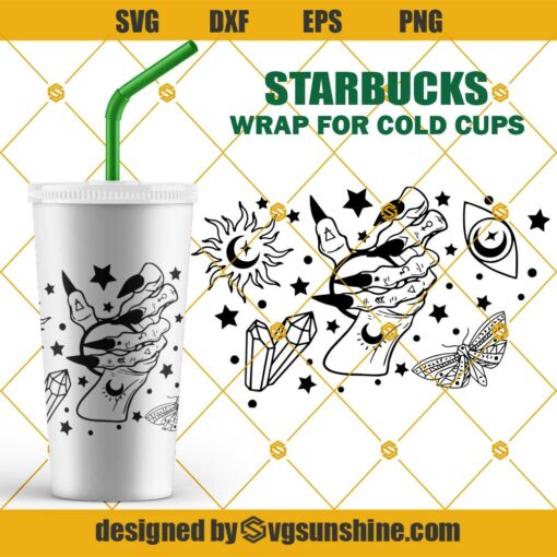 Basic Witch Starbucks Cup Svg File For Cricut, Magic Full Wrap For Starbucks Cold Cup Svg