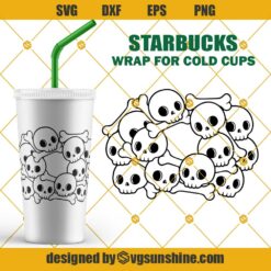 Skull Starbucks Cold Cup SVG, Skull Full Wrap for Starbucks Venti Cold Cup SVG