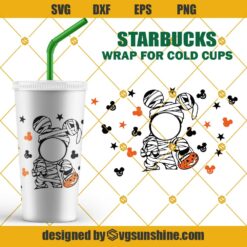 Mickey Mouse Mummy SVG Full Wrap Starbucks Cup SVG, Mickey Halloween Starbucks SVG