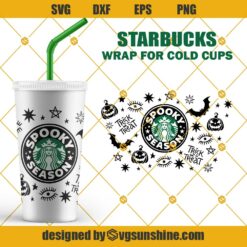 Spooky Season Starbucks Cold Cup SVG, Spooky Vibes Starbucks Cup SVG, Halloween Starbucks Wrap SVG