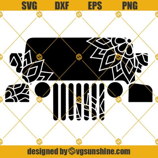 Jeep Mandala SVG, Jeep SVG, Jeep Floral SVG Cutting Files, Jeep Cut files for Cricut, Silhouette