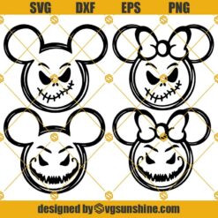Mickey Minnie Head Jack Skellington Svg, Disney Halloween Svg
