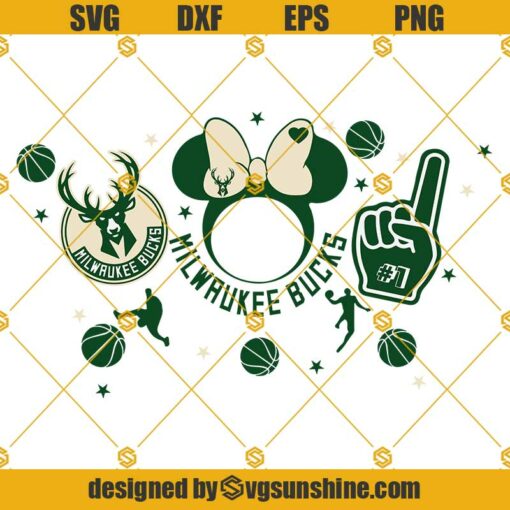 Minnie Mouse Milwaukee Bucks SVG, Starbucks Cup SVG File For Cricut, Venti Size For Cold Cup SVG
