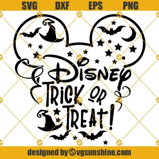 Disney Trick Or Treat SVG, Mickey Mouse Head SVG Clipart Cricut Silhouette