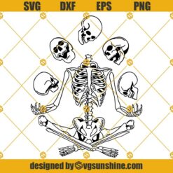 Skeleton meditation Svg, Meditating skeleton Svg, Funny skeleton Svg